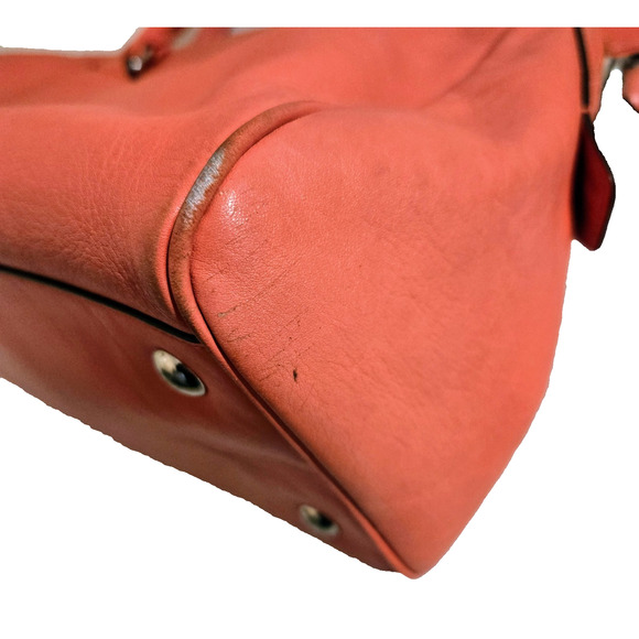 Coach 23574 LEGACY HALEY SATCHEL-Doctor LEATHER In Bright Coral & Silver - Picture 9 of 13